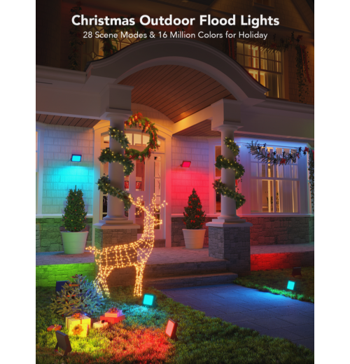 RGBICWW LED Smart Flood Lights with Energy Class G Efficiency Rating for Outdoor Lighting Needs